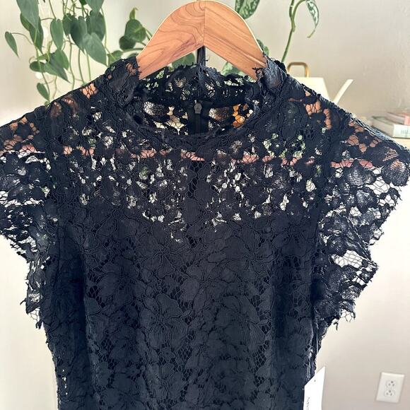 En Focus Studio Black Floral Lace Sheath Dress NWT Size 6 Cocktail Formal Midi - Picture 3 of 9